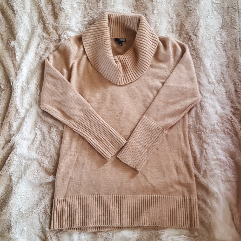 Camel ANA long wool cowl neck sweater Large